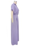 Solid Color V Neck Loose Two Piece Pant Set XHXF-8722