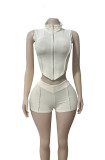 Solid Color Skinny Tank Top Sexy Shorts Set GFCF-1376