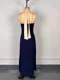 Backless Halterneck Slit Fashion Maxi Dress GWDS-250514
