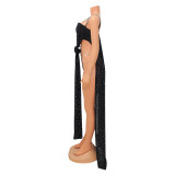 Sexy Mesh Hot Drill See Through Maxi Dress GOSD-6675