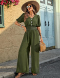 Short Sleeve Lapel Loose Jumpsuit GWDS-250508