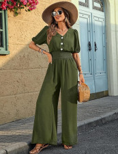 Short Sleeve Lapel Loose Jumpsuit GWDS-250508