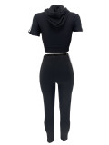 Short Sleeve Stripe Sport Two Piece Pants Suit LS-0416