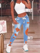 Fashion Washed Holes Pencil Jeans GXJF-234118