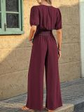 Short Sleeve Lapel Loose Jumpsuit GWDS-250508