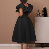 Plus Size Ruffled Big Swing Party Dress  GMLF-3329