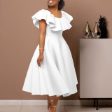 Plus Size Ruffled Big Swing Party Dress  GMLF-3329