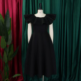Plus Size Ruffled Big Swing Party Dress  GMLF-3329