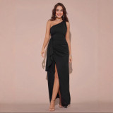 Single Shoulder Ruffles Irregular Maxi Dress GYSD-83388