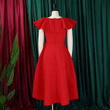 Plus Size Ruffled Big Swing Party Dress  GMLF-3329