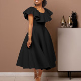Plus Size Ruffled Big Swing Party Dress  GMLF-3329