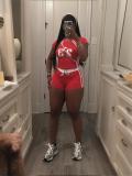 Letter Print Short Sleeve Sport Short Suit GBGF-65220