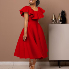 Plus Size Ruffled Big Swing Party Dress  GMLF-3329