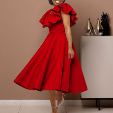 Plus Size Ruffled Big Swing Party Dress  GMLF-3329