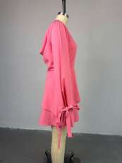 Solod Color Long Sleeve Two Piece Skirt Set GMSF-SU9166