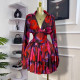 Print V Neck Backless Mini Dress GMSF-SU9135