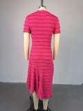 Short Sleeve Solid Color Midi Dress GMSF-SU9165
