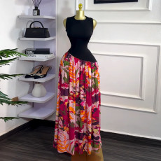 Print O Neck Sleeveless Maxi Dress GMSF-SU9239