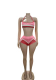 Color Block Bikini Short Top Three Piece Set GFCF-1372