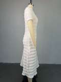 Short Sleeve Solid Color Midi Dress GMSF-SU9165