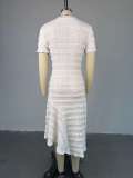 Short Sleeve Solid Color Midi Dress GMSF-SU9165