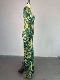 Long Sleeve Print Hollow Out Maxi Dress GMSF-SU9209
