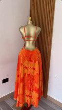 Print Sling Hollow Out Backless Maxi Dress GMSF-SU9205