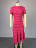 Short Sleeve Solid Color Midi Dress GMSF-SU9165
