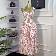 Tie Up Solid Color Sling Maxi Dress GMSF-SU9106
