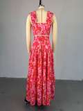 Print Sleeveless Vest Long Skirt 2 Piece Set GMSF-SU9104
