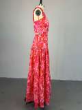 Print Sleeveless Vest Long Skirt 2 Piece Set GMSF-SU9104