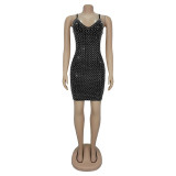 Hot Drill Sleeveless Sling Mini Dress BY-7400