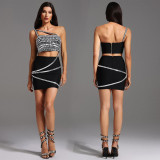 Hot Drill Sling Wrap Chest Skirt Two Piece Set BY-7319