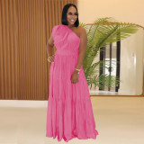 Solid Color Slash Shoulder Sleevless Maxi Dress BY-7389