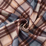 Plaid Print One Shoulder Mesh Patchwork MIni Dress GSZM-Q25DS181