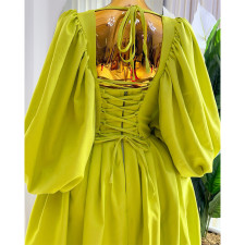 Square Neck Lantern Sleeve Bandage Dress GMSF-SU9050