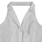 Solid Color V Neck Backless Jumpsuit BY-7368