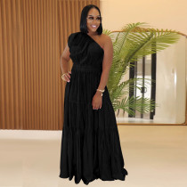 Solid Color Slash Shoulder Sleevless Maxi Dress BY-7389