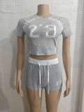 Letter Print Short Sleeve Sport Short Suit GBGF-65220