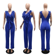 V Neck Backless Tie Up Jumpsuit CYA-901846