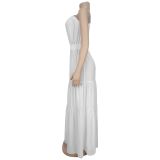 Solid Color Slash Shoulder Sleevless Maxi Dress BY-7389