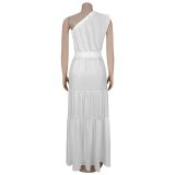 Solid Color Slash Shoulder Sleevless Maxi Dress BY-7389