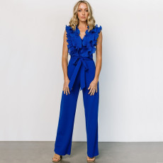 V Neck Backless Tie Up Jumpsuit CYA-901846
