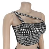 Hot Drill Sling Wrap Chest Skirt Two Piece Set BY-7319