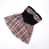 Plaid Print One Shoulder Mesh Patchwork MIni Dress GSZM-Q25DS181