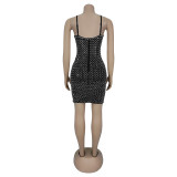 Hot Drill Sleeveless Sling Mini Dress BY-7400