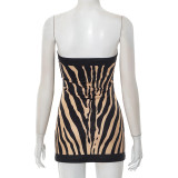 Sexy Zebra Printed Backless Mini Dress GSZM-C25DS089