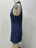 Sleeveless Lapel Single-breasted Midi Dress GMYT-13611