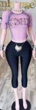Pre Order: About 7 work days shipping Fashion Letter Print T-shirt Pants Suit YUEM-300341