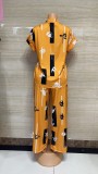 Plus Size Short Sleeve Print Shirt Two Piece Set GMYT-944